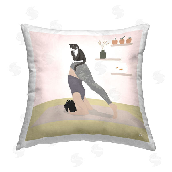 stupell industries Lydia Orange | Downward Cat Yoga Pose Printed Throw Pillow