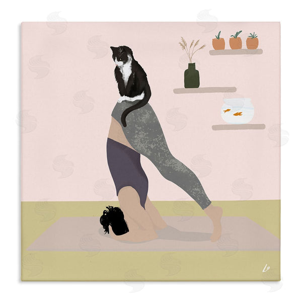 stupell industries Lydia Orange | Downward Cat Yoga Pose