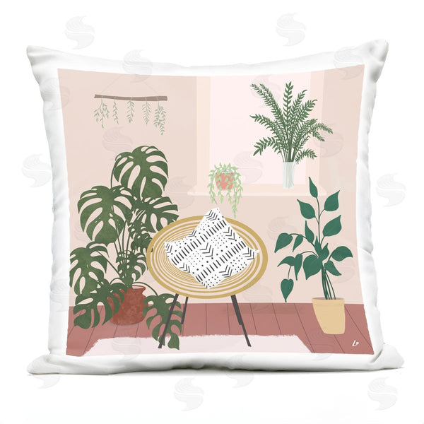 Stupell Industries Lydia Orange | Plant Filled Boho Space Printed Throw Pillow