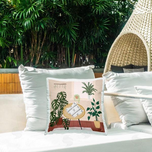 Stupell Industries Lydia Orange | Plant Filled Boho Space Printed Throw Pillow