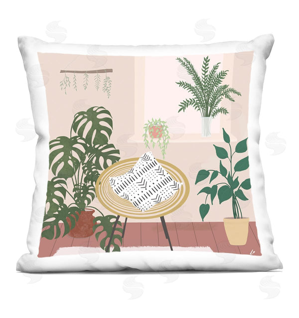 stupell industries Lydia Orange | Plant Filled Boho Space Printed Throw Pillow