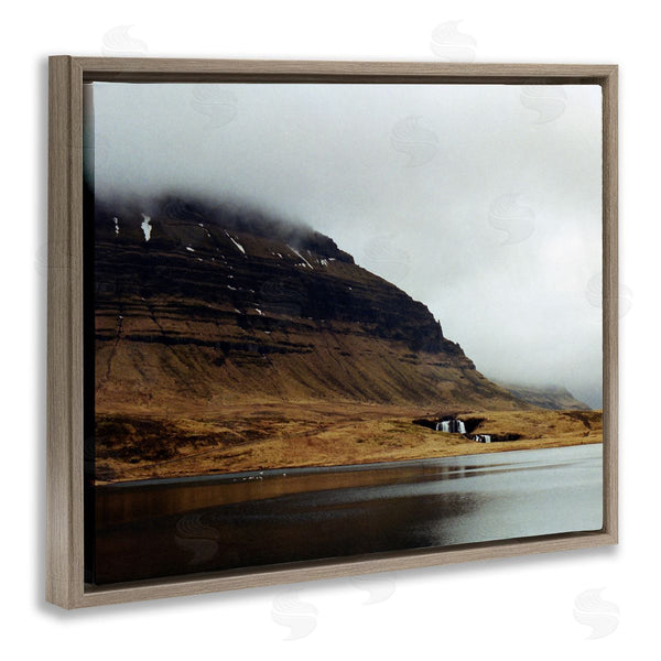 Stupell Industries Lynann Colligan | Lake Side Cliffs Looming Fog Plateau Landscape Wall Art