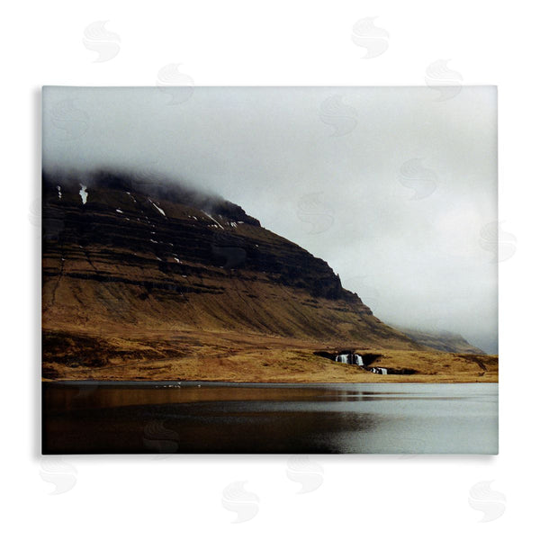stupell industries Lynann Colligan | Lake Side Cliffs Looming Fog Plateau Landscape Wall Art
