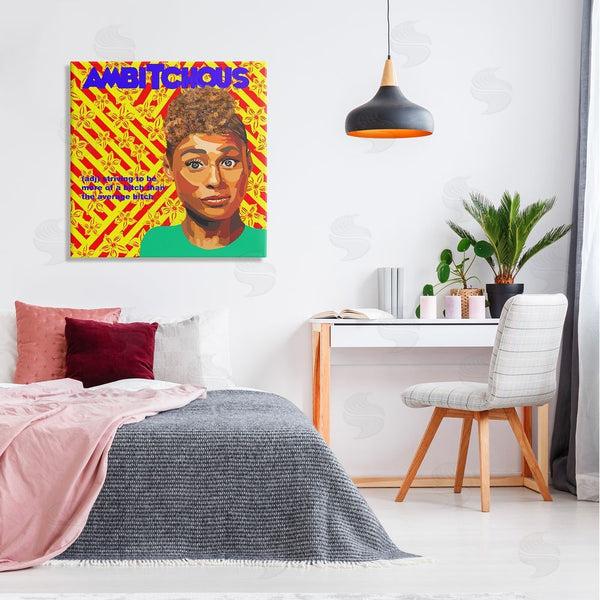 Stupell Industries Lynnda Rakos | Ambitious Funny Quote Bold Floral Pattern Background Wall Art
