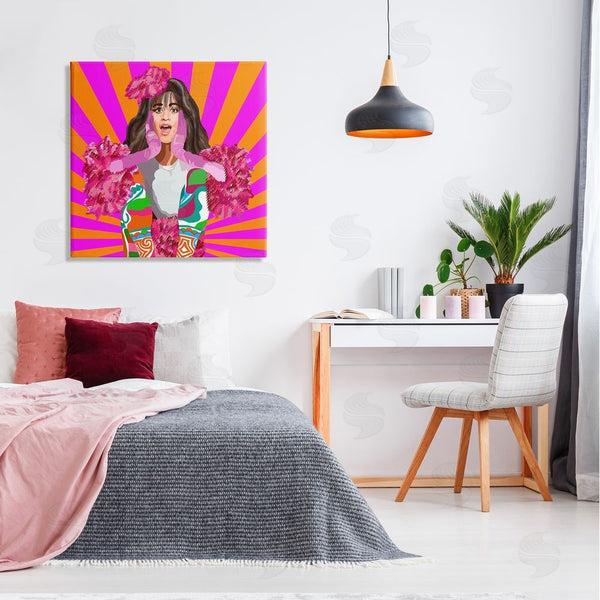 Stupell Industries Lynnda Rakos | Bold Pink Orange Stripes Camilla Fashion Outfit Wall Art