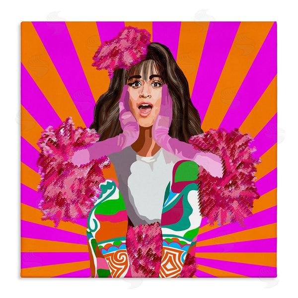 stupell industries Lynnda Rakos | Bold Pink Orange Stripes Camilla Fashion Outfit Wall Art