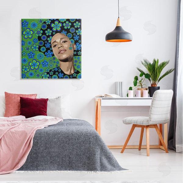Stupell Industries Lynnda Rakos | Flower Girl Retro Blue & Green Wall Art