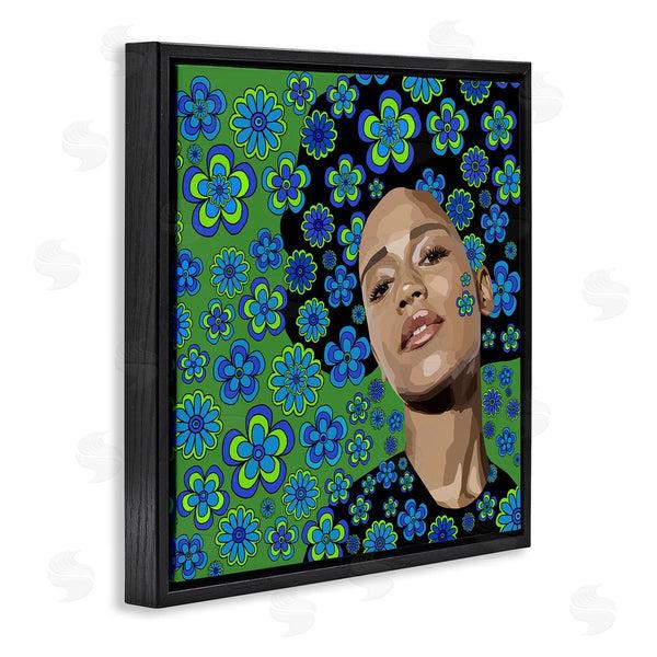 Stupell Industries Lynnda Rakos | Flower Girl Retro Blue & Green Wall Art