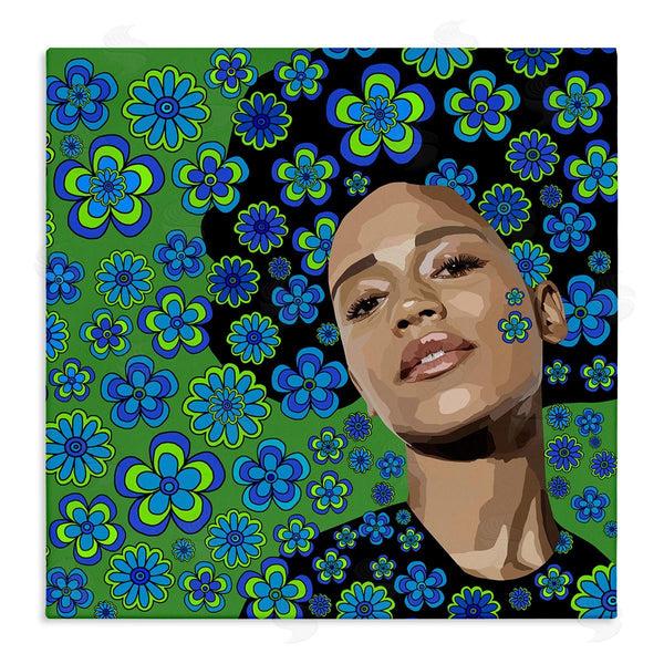 stupell industries Lynnda Rakos | Flower Girl Retro Blue & Green Wall Art