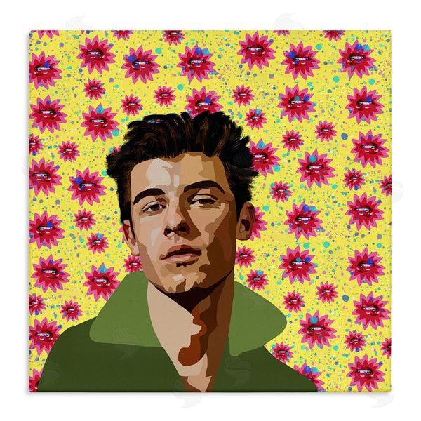 stupell industries Lynnda Rakos | Groovy Yellow Floral Pattern Modern Mendes Portrait Wall Art