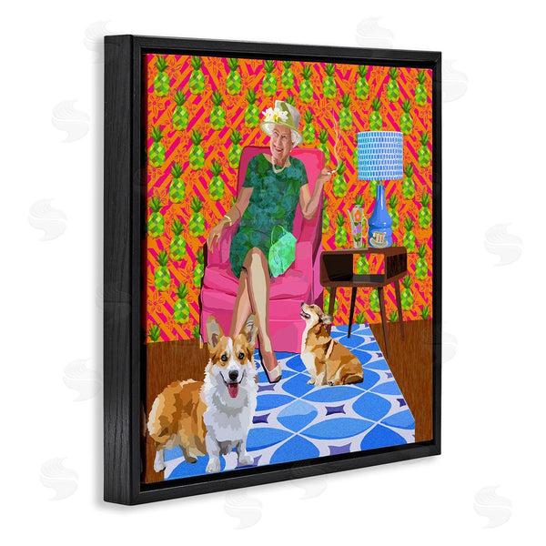 Stupell Industries Lynnda Rakos | Modern Queen Corgi Dogs Pineapple Patterned Background Wall Art