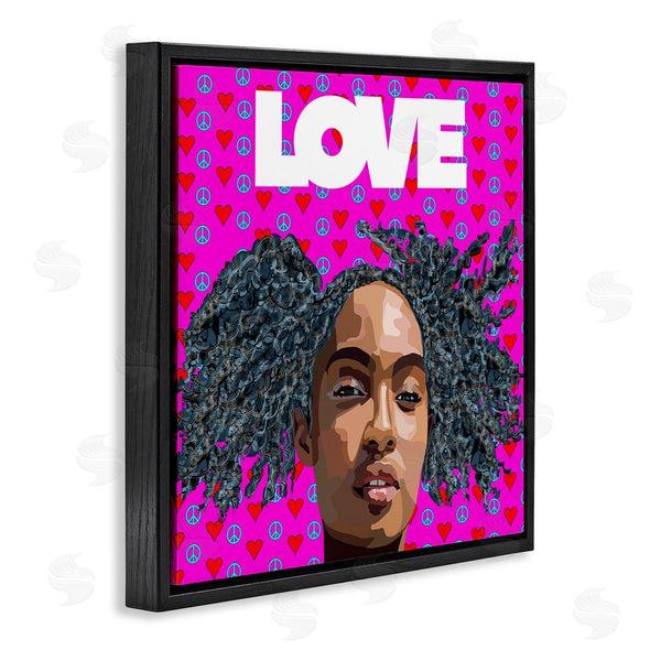 Stupell Industries Lynnda Rakos | Patterned Pink Love Peace Sign Hearts Person Wall Art