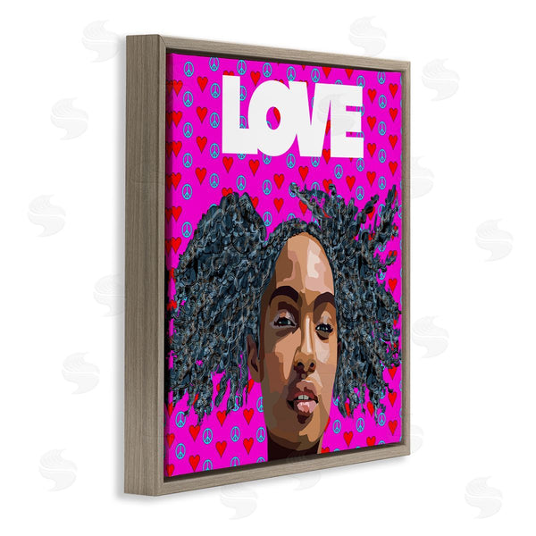 Stupell Industries Lynnda Rakos | Patterned Pink Love Peace Sign Hearts Person Wall Art