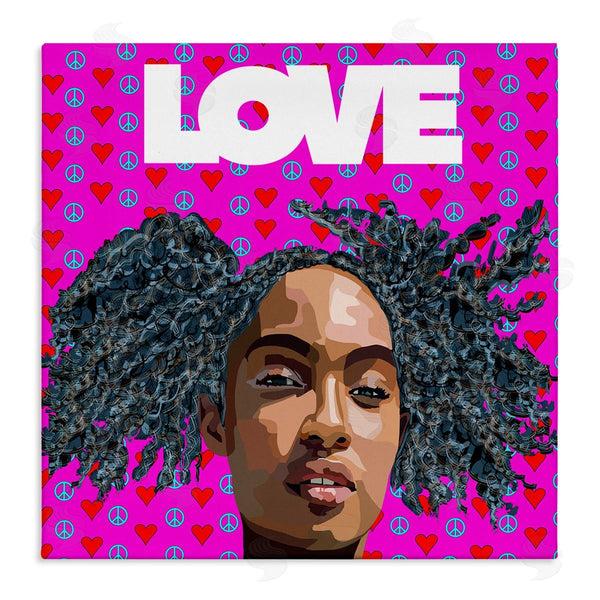 stupell industries Lynnda Rakos | Patterned Pink Love Peace Sign Hearts Person Wall Art