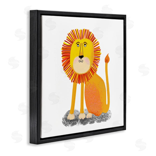 Stupell Industries Lynnda Rakos | Playful Smiling Lion Sitting Quirky Orange Mane Wall Art