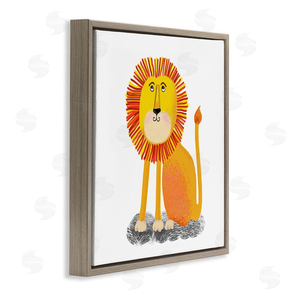 Stupell Industries Lynnda Rakos | Playful Smiling Lion Sitting Quirky Orange Mane Wall Art