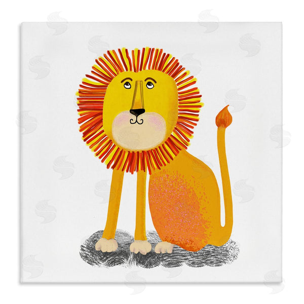 stupell industries Lynnda Rakos | Playful Smiling Lion Sitting Quirky Orange Mane Wall Art