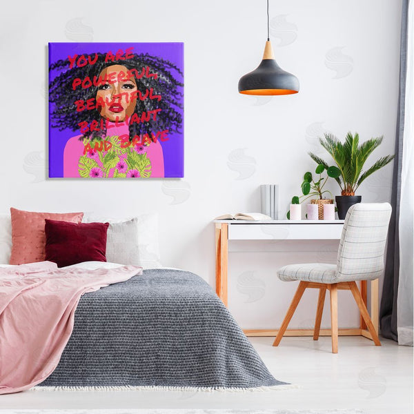 Stupell Industries Lynnda Rakos | Powerful Beautiful Brave Motivational Text Vivid Floral Wall Art