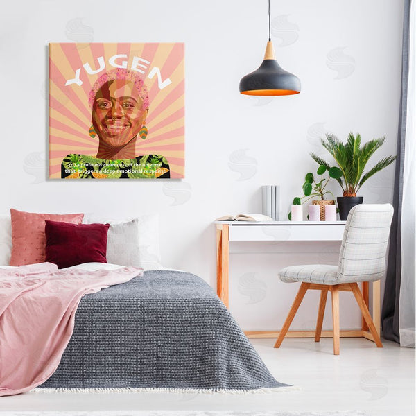 Stupell Industries Lynnda Rakos | Yugen Definition Text Smiling Woman Floral Stripes Wall Art