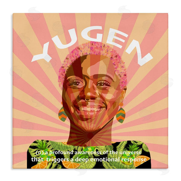 stupell industries Lynnda Rakos | Yugen Definition Text Smiling Woman Floral Stripes Wall Art
