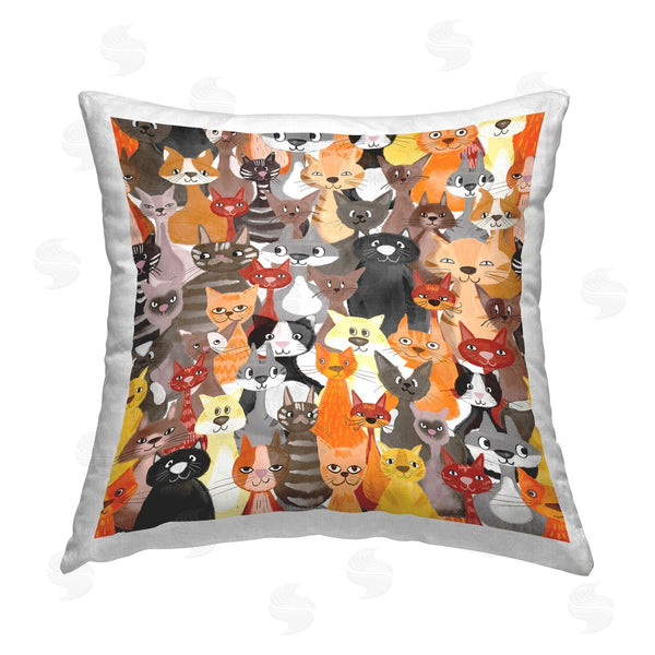 stupell industries Madelen Klingeroth | Fun Various Cats Printed Throw Pillow