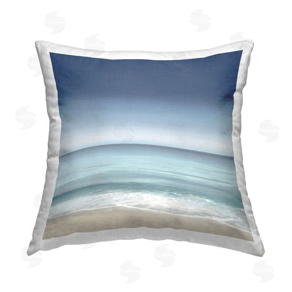 stupell industries Maggie Olsen | Beach Waves Sandy Shoreline Horizon Printed Throw Pillow