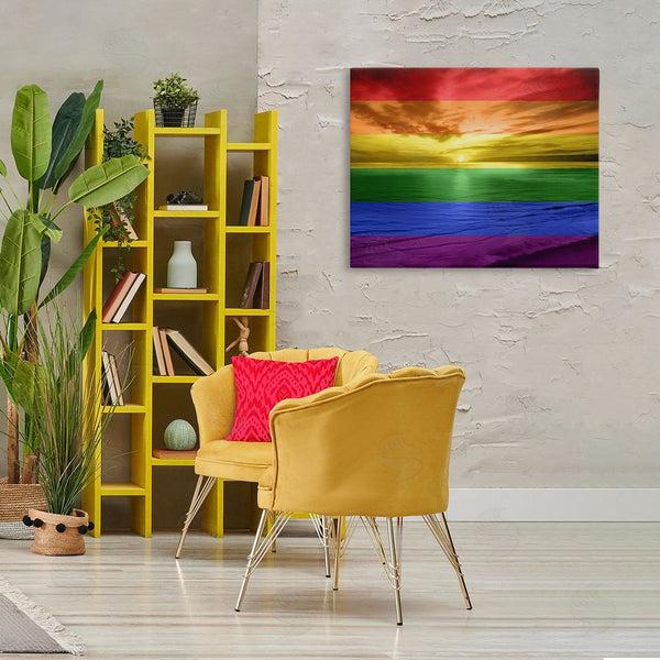 Stupell Industries Maggie Olsen | Rainbow Sunset Beach Wall Art