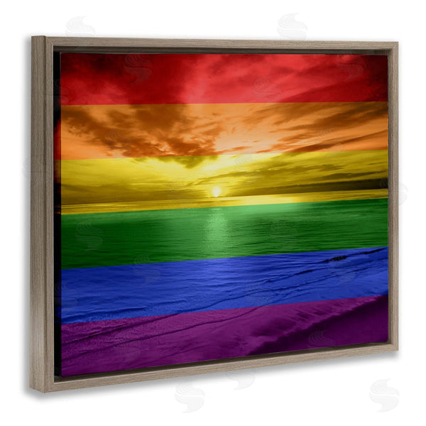 Stupell Industries Maggie Olsen | Rainbow Sunset Beach Wall Art
