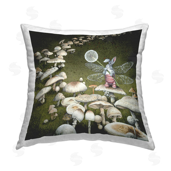 stupell industries Maggie Vandewalle | Fairy Bunny on Mushroom Printed Throw Pillow