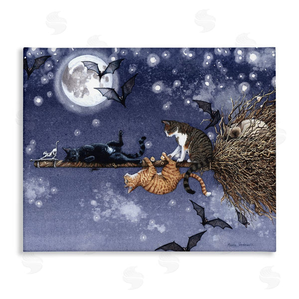 stupell industries Maggie Vandewalle | Joyriding Cats on Broom Wall Art