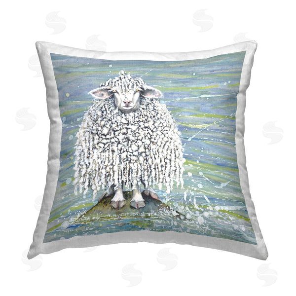 stupell industries Maggie Vandewalle | Modern Sheep Abstract Splash Printed Throw Pillow
