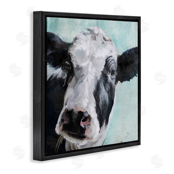 Stupell Industries Main Line Art & Design | Gentle Farm Cow Painting On Blue