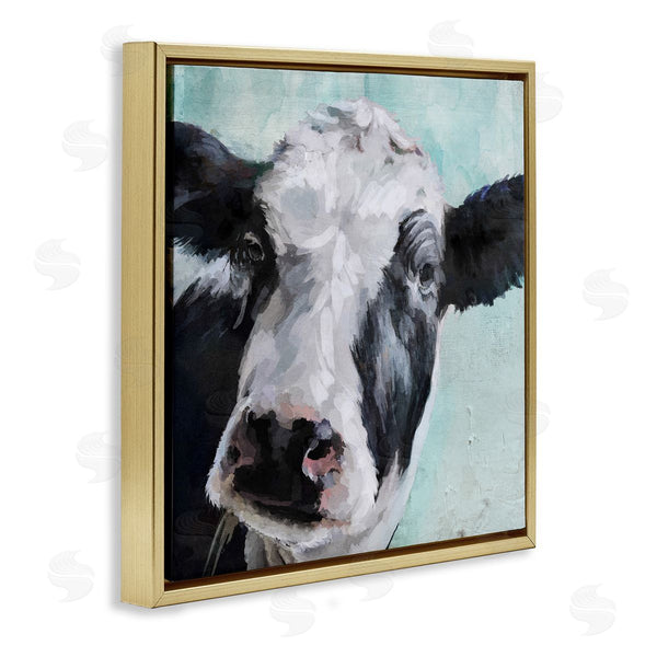 Stupell Industries Main Line Art & Design | Gentle Farm Cow Painting On Blue