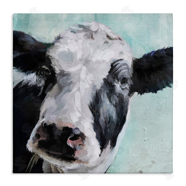 stupell industries Main Line Art & Design | Gentle Farm Cow Painting on Blue