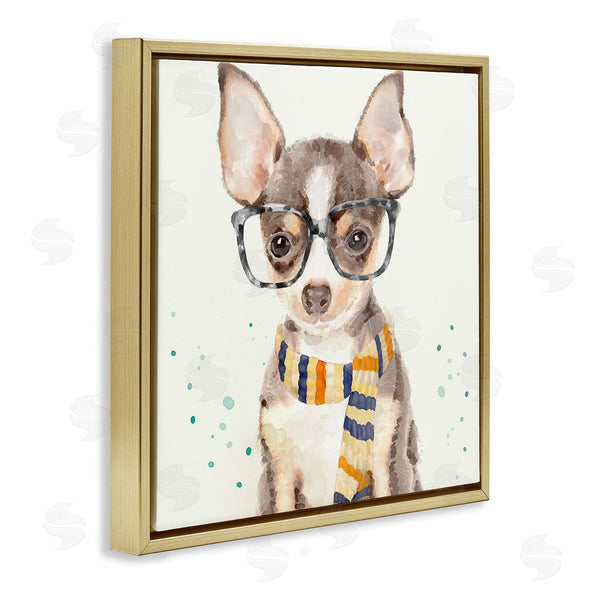 Stupell Industries Main Line Art & Design | Hipster Chihuahua Puppy Watercolor