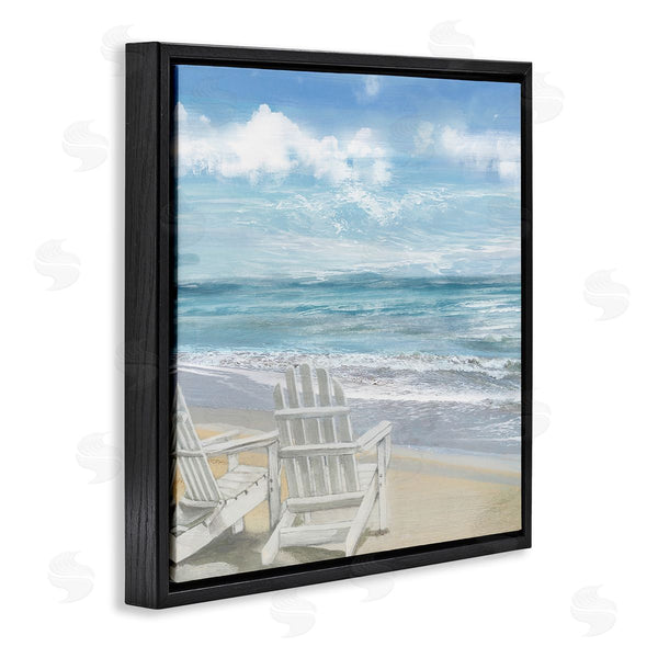 Stupell Industries Main Line Art & Design | White Adirondack Chairs On Beach