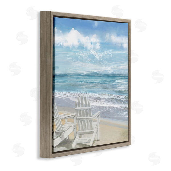 Stupell Industries Main Line Art & Design | White Adirondack Chairs On Beach