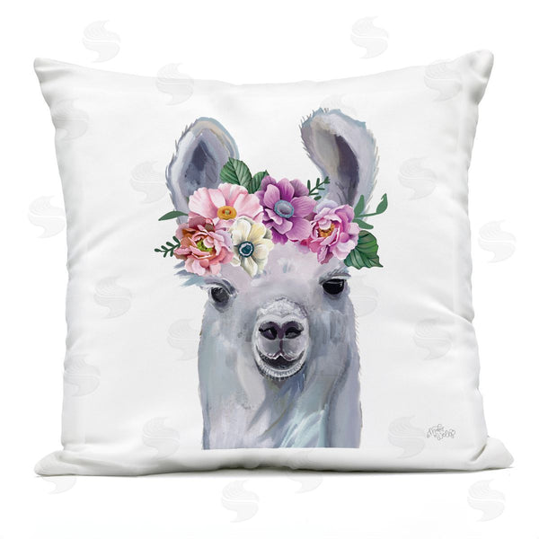 Stupell Industries MakeWells | Happy Llama Floral Crown Printed Throw Pillow