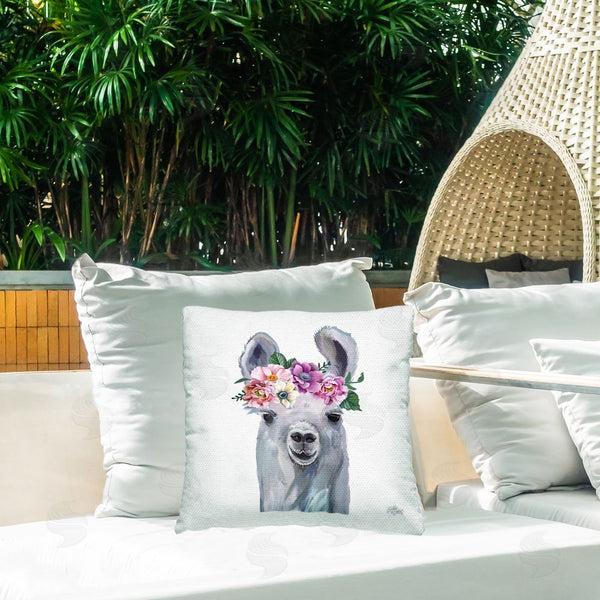 Stupell Industries MakeWells | Happy Llama Floral Crown Printed Throw Pillow
