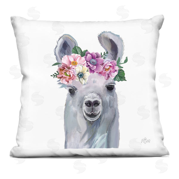stupell industries MakeWells | Happy Llama Floral Crown Printed Throw Pillow