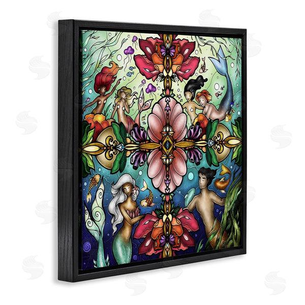 Stupell Industries Mandie Manzano | Detailed Stain Glass Style Mermaids