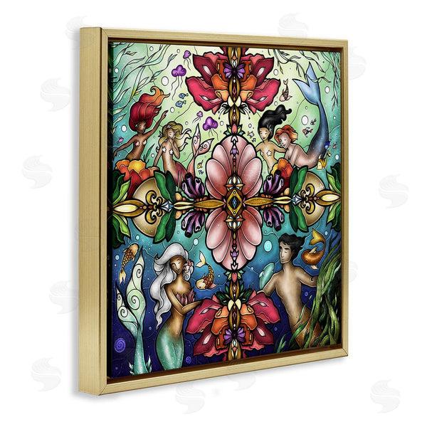 Stupell Industries Mandie Manzano | Detailed Stain Glass Style Mermaids