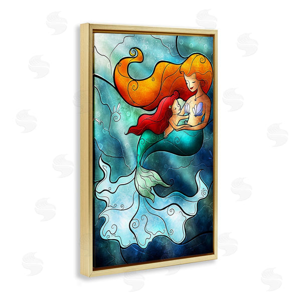 Stupell Industries Mandie Manzano | Mermaid & Child Stained Glass Style Wall Art