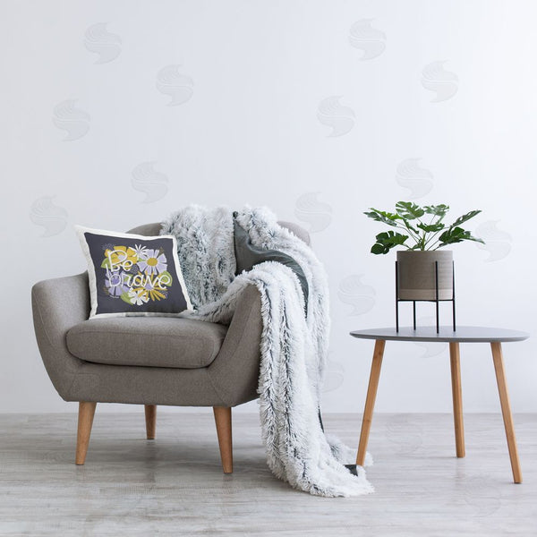 Stupell Industries Mandy Ford Art + Illustration | Be Brave Over Florals Printed Throw Pillow