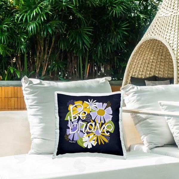 Stupell Industries Mandy Ford Art + Illustration | Be Brave Over Florals Printed Throw Pillow