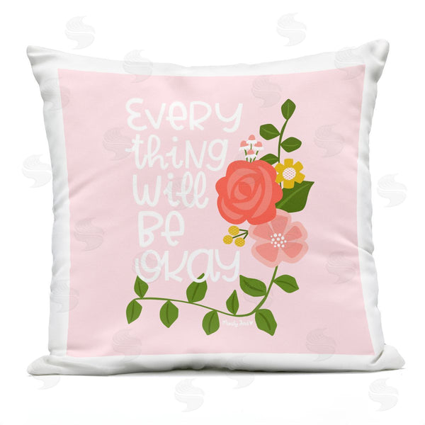 Stupell Industries Mandy Ford Art + Illustration | Everything Will Be Okay Floral Printed Throw Pillow