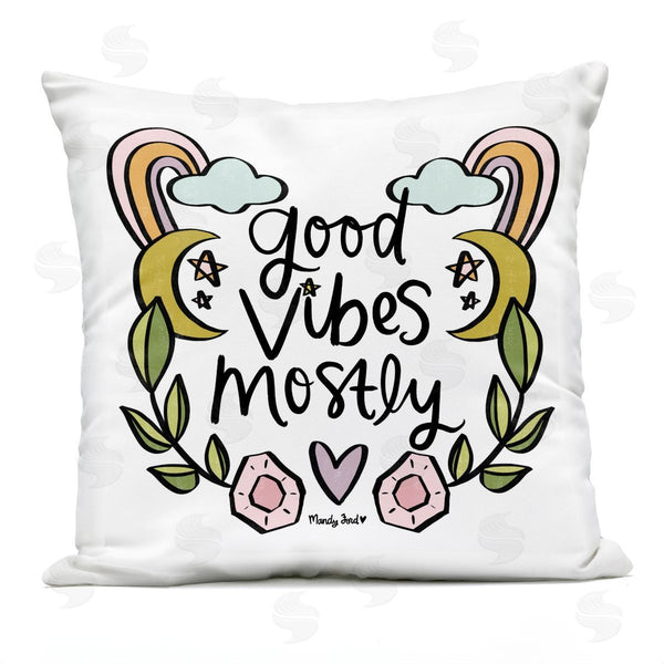 Stupell Industries Mandy Ford Art + Illustration | Good Vibes Mostly Printed Throw Pillow