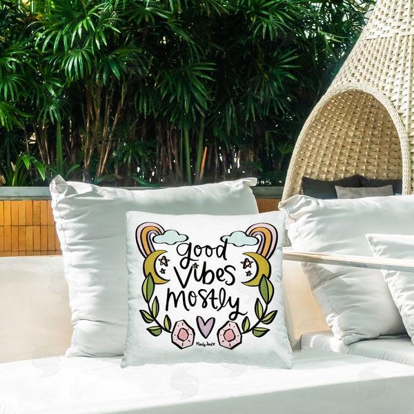 Stupell Industries Mandy Ford Art + Illustration | Good Vibes Mostly Printed Throw Pillow