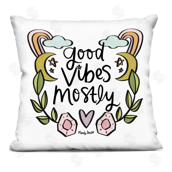 stupell industries Mandy Ford Art + Illustration | Good Vibes Mostly Printed Throw Pillow