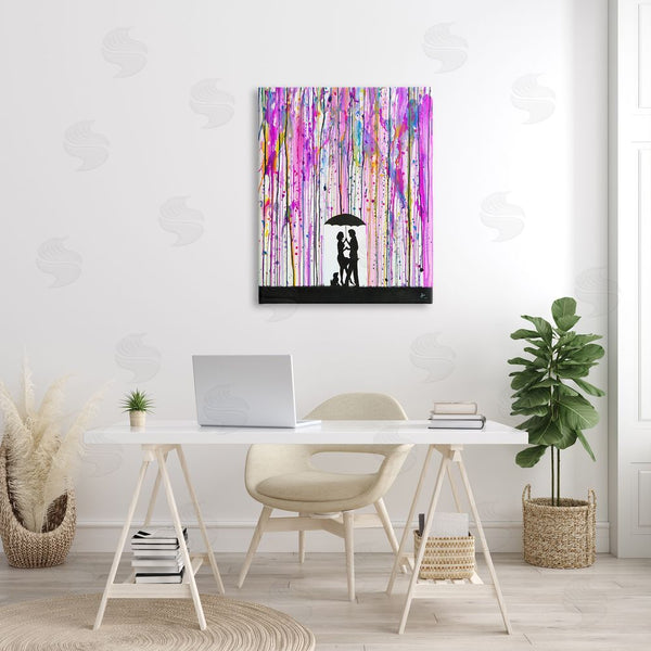 Stupell Industries Marc Allante | Bold Purple Rainfall Family Silhouette Wall Art